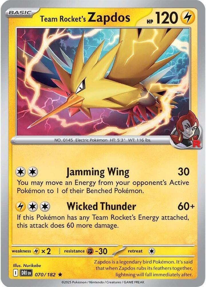 Destined Rivals Team Rocket's Zapdos [Cosmos-Holo] Pokémon card